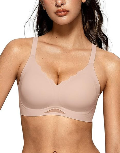 Scalloped Wireless Bras with Mesh