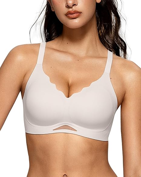 Scalloped Wireless Bras with Mesh