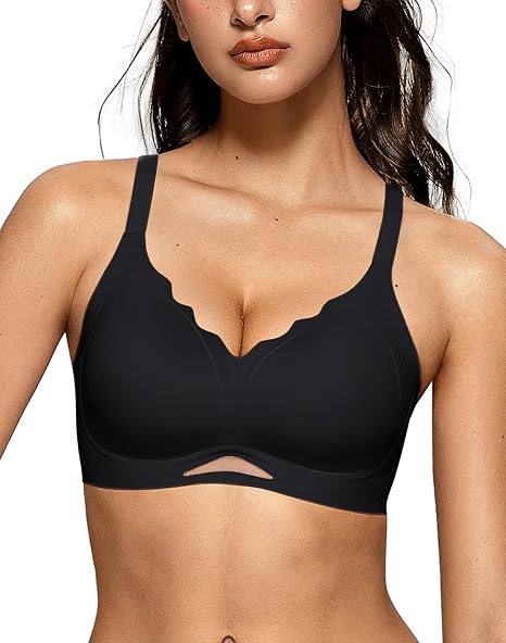 Scalloped Wireless Bras with Mesh